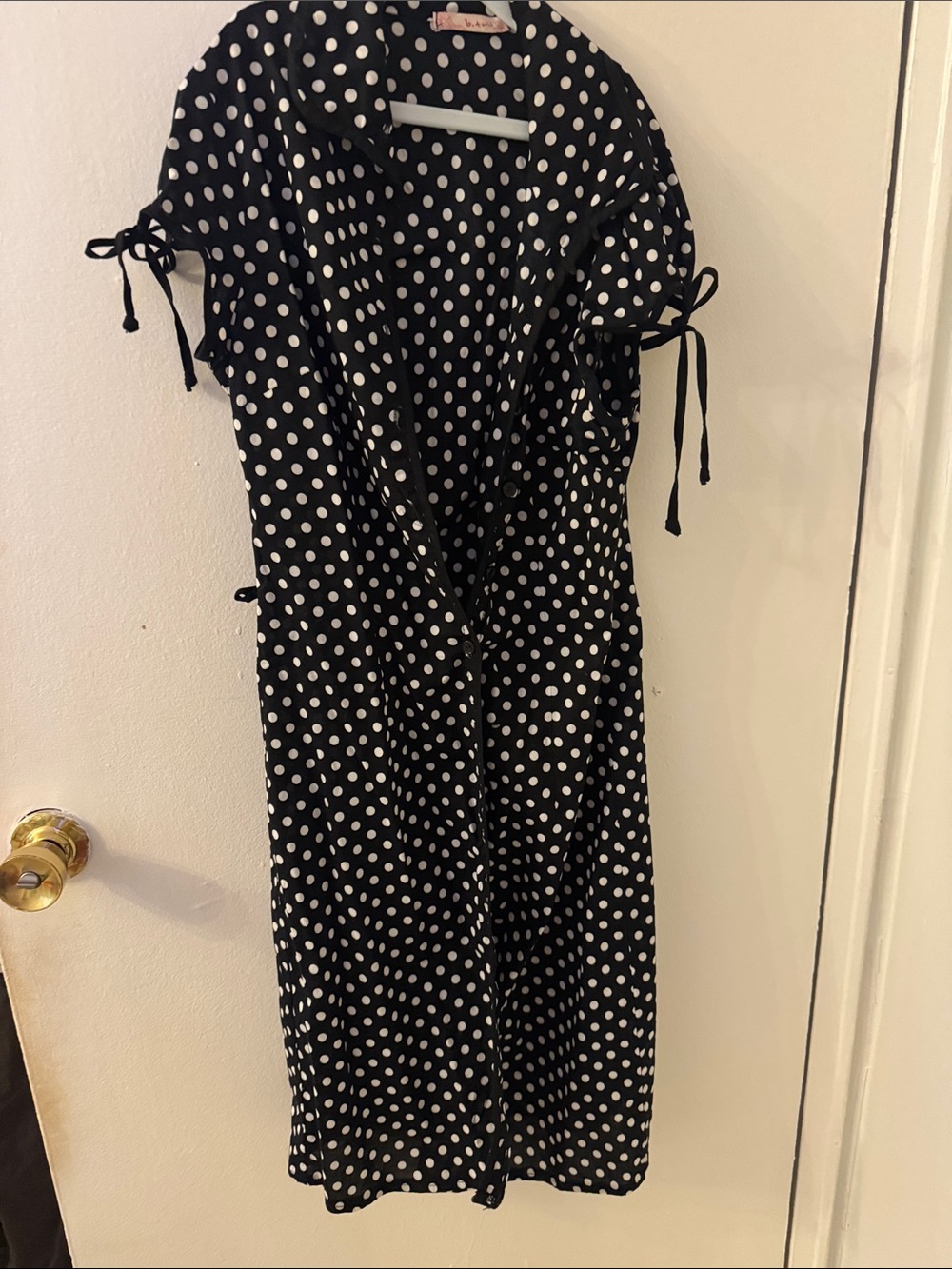 Women's Black and White Polka Dot Wrap Dress
